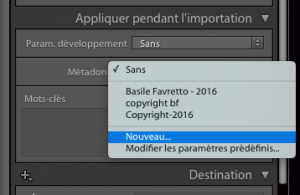 fenetre importer dans lightroom